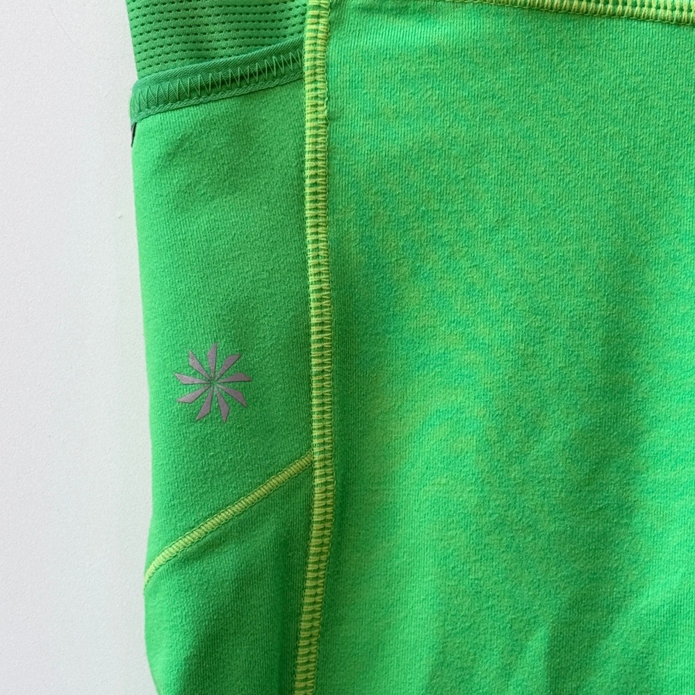 Athleta Leggings Womens‎ XXS Bright Green Capri Pockets Activewear Reflective - Picture 4 of 9